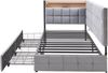 Schlafsofa Polsterbett mit 2 Schubladen, LED & USB-Anschluss, 90x200 cm, Grau, ohne Matratze Bild 4