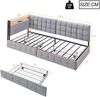 Schlafsofa Polsterbett mit 2 Schubladen, LED & USB-Anschluss, 90x200 cm, Grau, ohne Matratze Bild 5