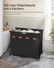 Songmics Wäschekorb, 155 Liter, 4 Fächer, klappbares X-Gestell, individuelle Etiketten, Oxford-Gewebe, Stahl, Schwarz, 79,9 x 40 x 66 cm Bild 3