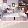 Polsterbett, Samt mit LED, Stauraum & USB-Anschluss, 90x200 cm, Grau, ohne Matratze Bild 4