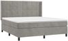 vidaXL Polsterbett mit Matratze Hellgrau 160x200 cm Samt Bild 3
