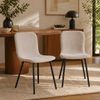 2er Set - Retro-Design Stuhl HANNA beige Bouclé-Stoff schwarze Beine Bild 2