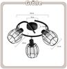 ZMH Deckenstrahler 3 Flammig Deckenlampe Vintage - Deckenspot Kristall Lampenschirm Schwarz Rund Retro Strahler E14 Schwarz 350°Schwenkbar Küchenlampe für Wohnzimmer Flur (Ohne Leuchtmittel) Bild 4