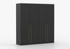 imoebel24 Drehtürenschrank ROSA 4D 200 cm - Schwarz / Gold Bild 4