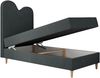 Kinderbett FLOW, Boxspringbett für Kinder, mit hohem Kopfteil, Einzelbett mit Matratze - 90x180 - Dunkelgrau Stoff - Topper Visco Bild 5