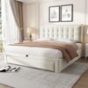 Polsterbett 140x190cm, Lattenrost, Kopfteil, 2 Schubladen, Samt, Beige Bild 2