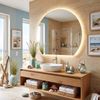 CLP Badspiegel halbrund rahmenloser Wandspiegel dimmbar mit LED-Beleuchtung Baloni,Ø 80 cm Bild 3