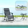Outsunny Relaxliege mit abnehmbaren Kopfstützen, Beistelltisch, Sonnenliege 3 Teile, für Garten Terrasse Pool Grau Bild 3