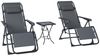 Outsunny Relaxliege mit abnehmbaren Kopfstützen, Beistelltisch, Sonnenliege 3 Teile, für Garten Terrasse Pool Grau Bild 2