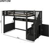 Merax Hochbett, Kinderbett, Holzbett 90x200 cm mit Stauraumtreppe und LED-Beleuchtung, Schwarz Bild 4