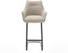 Barstuhl Alja-Flex Webstoff Soft Beige Freischwinger Flach Metall Schwarz Taschenfederkern Bild 2