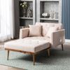 Verstellbarer Relaxsessel Liegestuhl Samt 165x90x77 cm Beige Bild 2