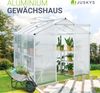 Juskys Aluminium Gewächshaus mit Fundament für Garten | 4,75 qm | 190 × 253 cm | 1 Dachfenster & Schiebetür | 4 mm Platten Bild 2