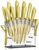 D.Perlla Messer-Set 16-teiliges Küchenmesserset aus Edelstahl (Set, 16-tlg), mit antihaftbeschichteter Klinge, golden Bild 5