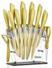 D.Perlla Messer-Set 16-teiliges Küchenmesserset aus Edelstahl (Set, 16-tlg), mit antihaftbeschichteter Klinge, golden Bild 4
