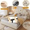 Novelux Polsterbett 140x200 cm Doppelbett mit Blütenkopfteil und Lattenrost – Samtbezug in Beige, Bettgestell 205 x 187,5 x 103 cm, belastbar bis 220 kg Bild 3