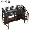 Merax Hochbett Kinderbett 90x200cm mit TV-Ständer, Steckdose und Sicherheitsleiter, Stabile Metall-Holz-Kombination, Kinder-Etagenbett mit praktischem Stauraum, schwarz Bild 4