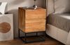 FineBuy Nachttisch Sheesham Massivholz mit Metallgestell und 2 Schubladen – Nachtkonsole im Industrial Design für Schlafzimmer – Nachtkästchen für Boxspringbett 40x38x60 cm Bild 2