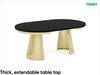 MEBLINI Esstisch Rund Ausziehbar aus Metall - 120-196x76 cm - CONEY - Schwarz Matt/Golden - Loft - Esszimmertisch Modern - Küchentisch - Ausziehtisch - Round Dining Table Bild 2