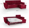 Dmora Schlafsofa mit Halbinsel Priverno, Wandelbares Ecksofa für das Wohnzimmer, gepolstert, abnehmbar, 100 % Made in Italy-Qualität, 285x160 h100 cm, Rot Bild 3