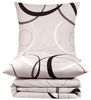 Buymax Bettwäsche Wave, Bettgarnitur, Bettbezug Set, Renforcé: 100% Baumwolle, 3 teilig, mit Reißverschluss, gemustert, Kreise, Beige, 200x200 cm Bild 4