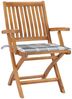vidaXL Gartenstühle 2 Stk. Graue Karomuster-Kissen Massivholz Teak 3062420 Bild 2