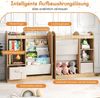 Kinder Bücherregal mit Ganzkörperspiegel Spielzeugaufbewahrungsorganizer mit 4-lagigen Sling-Regalen Natur Bild 3