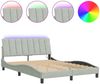 vidaXL Bettgestell mit LED ohne Matratze "Hanko" Hellgrau 140x200 cm Samt 3213781 Bild 2