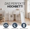 Hochbett mit Lattenrost 90x200 Rutsche Stockbett Weiß Kinderbett Holz Kiefer Vorhang grau Sterne Bild 5