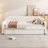 Schlafsofa mit Bettfunktion, Gästebett und USB Anschlüssen, 90x200cm/180x200cm, Liegefläche erweiterbar, Polsterbett, Jugendbett, Leinen Bild 4