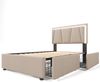 Polsterbett 90×200 cm aus Holz mit LED-Beleuchtung und zwei Schubladen, beige Bild 4