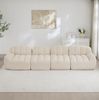 Modulares Sofa 79cm×366cm×104cm 4-Sitzer in Beige-Weiß – rahmenloses Ecksofa aus granulierter Fleece mit 32D Schaumstoff Bild 4