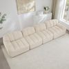 Modulares Sofa 79cm×366cm×104cm 4-Sitzer in Beige-Weiß – rahmenloses Ecksofa aus granulierter Fleece mit 32D Schaumstoff Bild 3