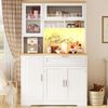 Hochschrank Vitrine 104 x 40 x 180 cm mit LED-Beleuchtung, Glastüren und Schublade, MDF in Weiß Bild 2