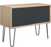 MultiRange Sideboard, natürliche Eiche, Schiebetüren aus Stahl, 4 Stahlfüße, Maße: H 752 x B 1000 x T 450 mm, Farbe: natürliche Eiche/anthrazitgrau Bild 2
