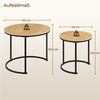 Yaheetech Couchtisch, 2er Set Beistelltisch Sofatisch mit Runder Tischplatte & Metallgestell Bild 4