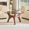 STILVORA Couchtisch Runder Wohnzimmertisch mit Glasplatte Kaffeetisch 80cm (Glasplatte, schwarzer Holzrahmen, Ø80×42,2cm modernes Design, Hitzebeständig, kratzfest, mit rutschfesten Standfüßen stabil), Für Wohnzimmer, Büro, Lounge, Hotel und moderne Ap... Bild 2