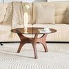 STILVORA Couchtisch Runder Wohnzimmertisch mit Glasplatte Kaffeetisch 80cm (Glasplatte, schwarzer Holzrahmen, Ø80×42,2cm modernes Design, Hitzebeständig, kratzfest, mit rutschfesten Standfüßen stabil), Für Wohnzimmer, Büro, Lounge, Hotel und moderne Ap... Bild 3