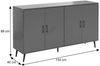 Sideboard HWC-N89, Kommode Schrank Highboard Anrichte, Fischgrätenmuster Melamin Holz, 88x150x40cm ~ Marmor-Optik grau Bild 3
