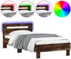 vidaXL Bettgestell mit Kopfteil und LED-Leuchten Räuchereiche 90x190cm 838747 Bild 2