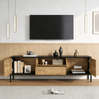 TV-Schrank aus Spanplatte mit 2 Türen, Schublade & offenem Fach, 170x35x50 cm, Eiche-Schwarz Bild 3