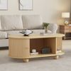 Ovaler Couchtisch mit Schiebetüren & Stauraum in Holzoptik - 100x50x40 cm Bild 2