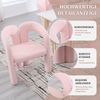 LVHOM Armlehnstuhl M-Form Freizeitstuhl, Esszimmerstühle 2er Set, Polsterstuhl aus Teddyplüsch, Küchenstuhl mit Rückenlehne, Wohnzimmerstuhl, Rosa Bild 5