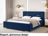 MEBLINI Polsterbett 180x200 mit Lattenrost mit Matratze – LIZZY – Blau Samt – Doppelbett mit Bettkasten - Stauraumbett - Kopfteil Bett mit Stauraum Bild 3