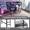 Hochbett mit Eckschreibtisch, LED-Streifen, Regal und USB+Typ-C, 140x200 cm, Metallbett mit Rausfallschutz, Kinderbett Bild 4