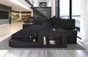 Stoff Wohnlandschaft Wave XL Materialmix - Mikrofaserstoff - Schwarz-Schwarz - Links Bild 2