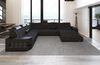 Stoff Wohnlandschaft Wave XL Materialmix - Mikrofaserstoff - Schwarz-Schwarz - Links Bild 4