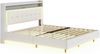 Polsterbett 140x200, mit USB-Steckdose und LED-Licht, Bett kann am Kopfende des Bettes platziert werden, verstecktes Fußdesign, Doppelflachbett, Leinenstoff beige Bild 5