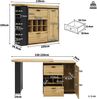 Ausziehbarer Bartisch/Esstisch H 105 x T 39 x B 138–220 cm, Holzoptik, MDF & Metall mit Stauraum，natürlich und Schwarz Bild 4