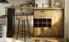 Ausziehbarer Bartisch/Esstisch H 105 x T 39 x B 138–220 cm, Holzoptik, MDF & Metall mit Stauraum，natürlich und Schwarz Bild 3